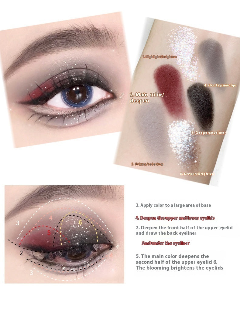 “6-Color Cool Diamond Eyeshadow – Bold Contrast for Smoky Glam”