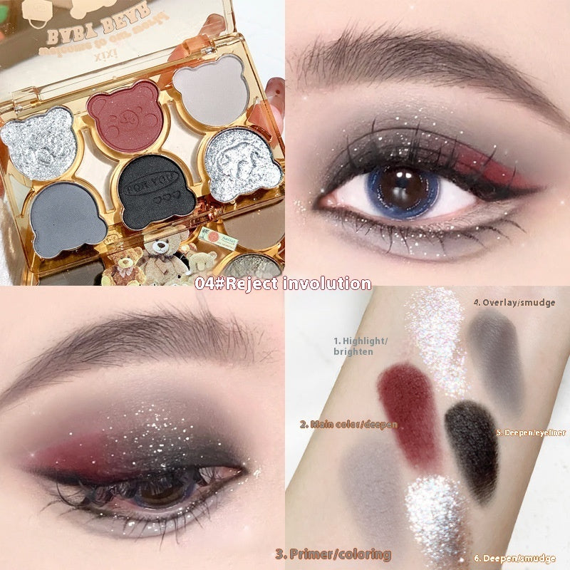 “6-Color Cool Diamond Eyeshadow – Bold Contrast for Smoky Glam”