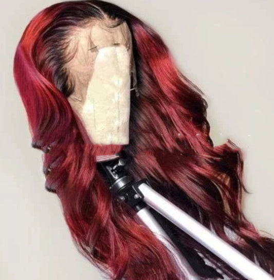 Wine Red Long Curly Hair