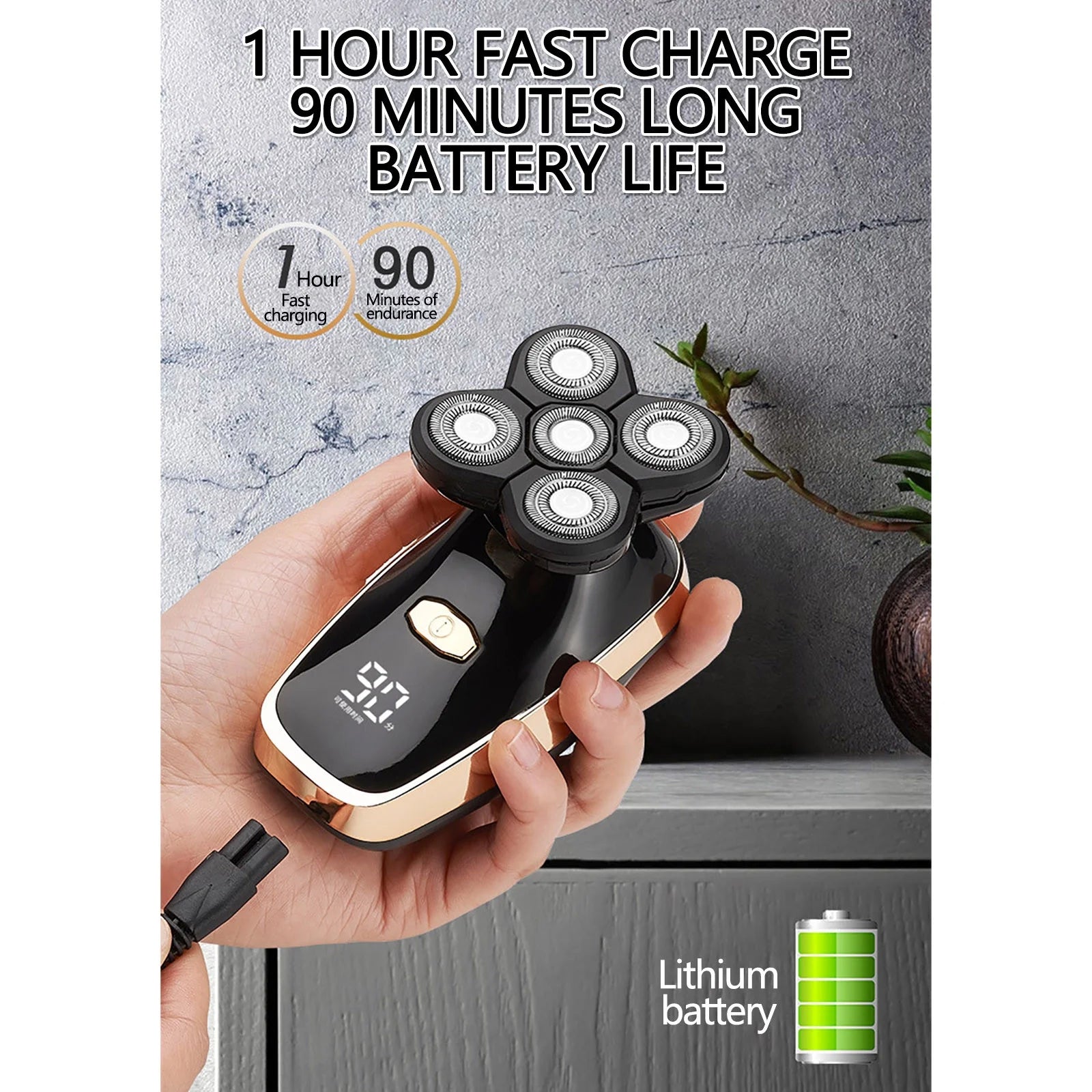 Bald Head Artifact Shaving Machine Self-Shaving Five-Blade Whole Body Washable Electric Shaver Beard Trimmer Savings