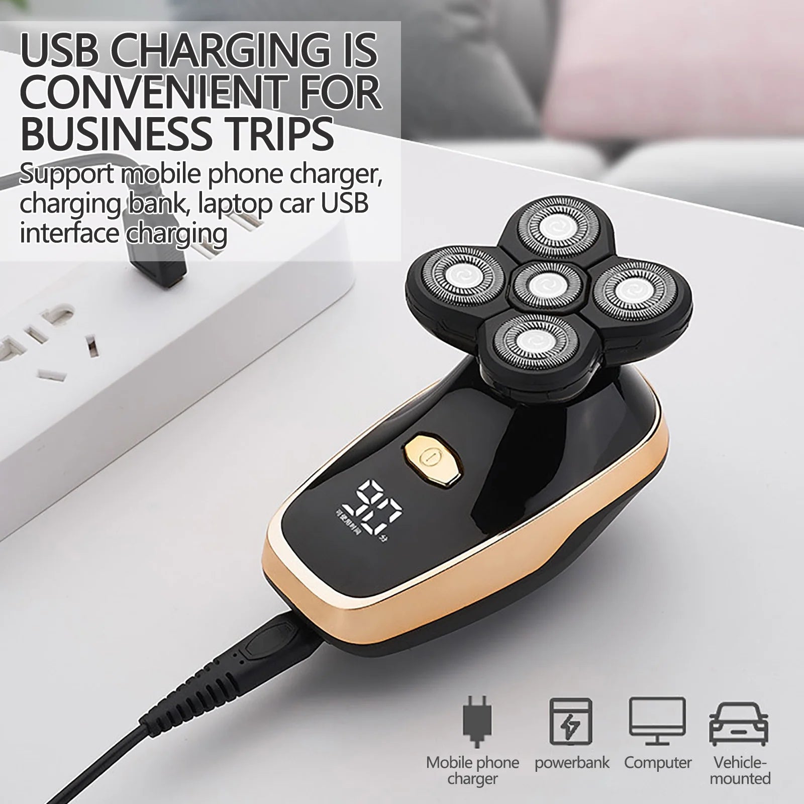 Bald Head Artifact Shaving Machine Self-Shaving Five-Blade Whole Body Washable Electric Shaver Beard Trimmer Savings