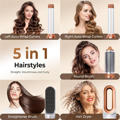 5 IN 1 Pro Air Wrap Blow Hair Styler Curler Straightener