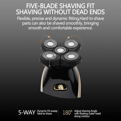Bald Head Artifact Shaving Machine Self-Shaving Five-Blade Whole Body Washable Electric Shaver Beard Trimmer Savings